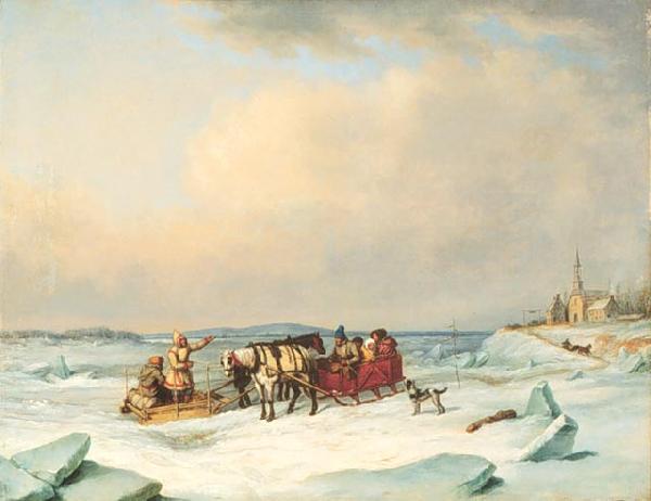 Cornelius Krieghoff The Ice Bridge at Longue Pointe oil painting image